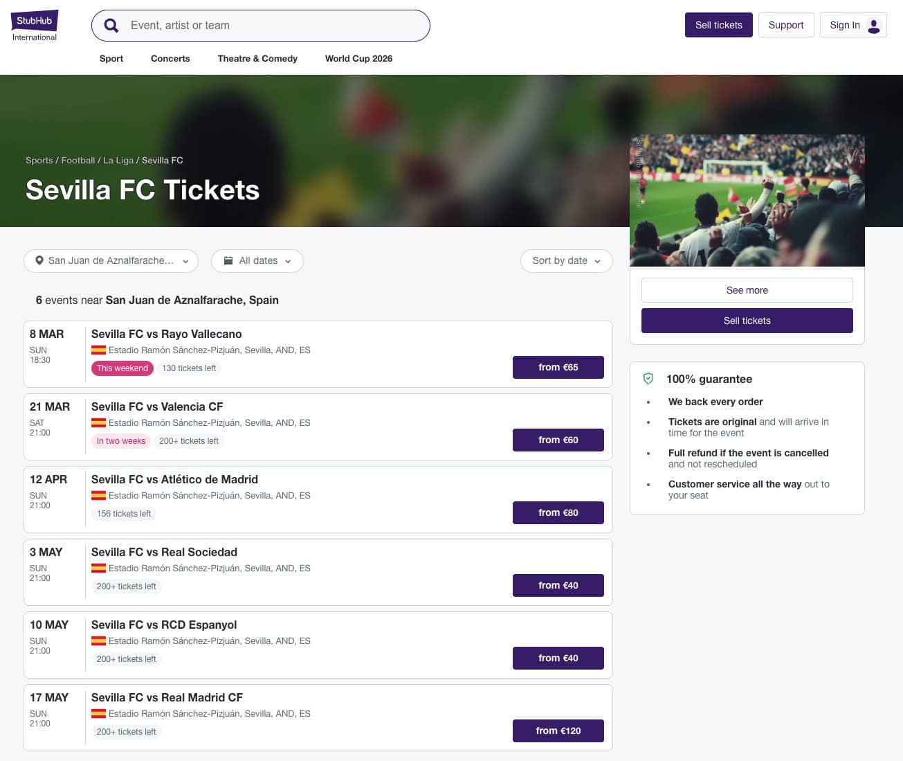 Step 2: Find Sevilla's upcoming matches